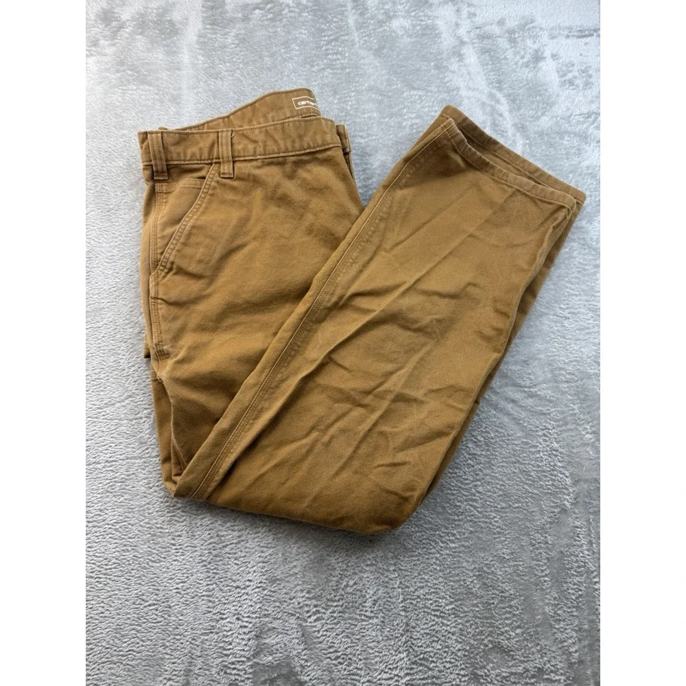 Carhartt 103279 211 Rugged Flex Relaxed Fit Duck Work Pants 42x32 Brown Distress
